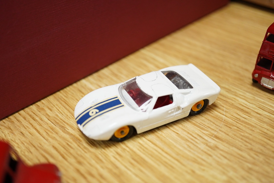 Fifteen boxed Matchbox Series 1-75 regular wheels vehicles including; Trojan van (47), Routemaster bus (5), Cement Lorry (26), Ford G.T. Racing Car (41), Ford Zephyr (33), Long Distance Coach (40), etc.